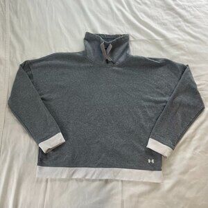Under Armour Gray White Long Sleeve Cropped Cowl Neck Sweater | Size L